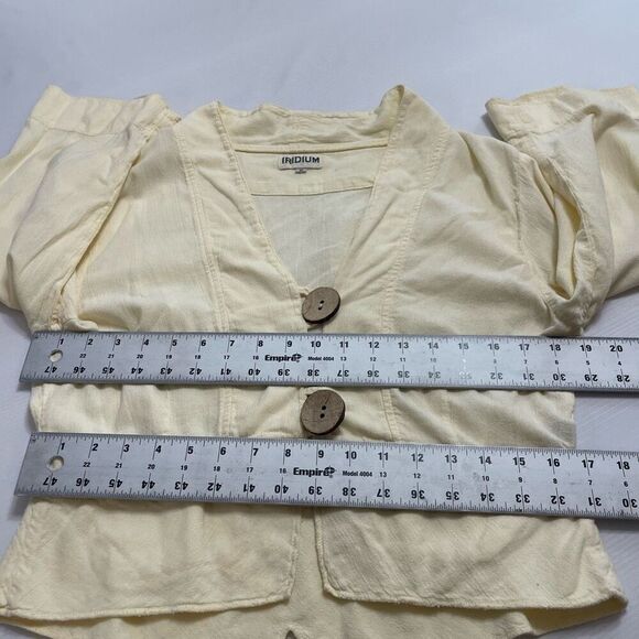 Iridium Apparel Pale Yellow Button Front Lagenlook Cotton Duster Jacket Sz Small - Picture 4 of 8